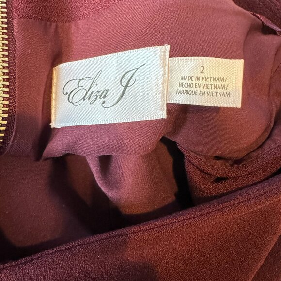 ELIZA J | Maroon Sheath Work Dress Tie Waist Size 2 - Picture 8 of 10